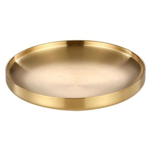 Plateau de service rond en métal doré, fait main, martelé et gravé, style oriental, pour mariage, plat décoratif pour servir les aliments - Product Image 4