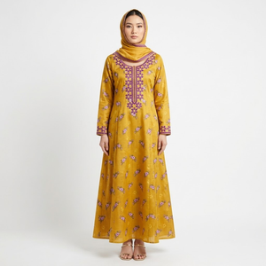 Robe indienne Mukhawar en pur coton doux avec Dupatta pour femme arabe avec 4 mètres de longueur - Product Image 5