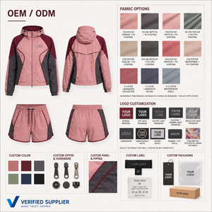 Ensemble de survêtement coupe-vent 2 pièces pour femme en tissu technique tissé, imperméable, écologique, streetwear, pliable - Product Image 4