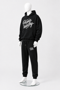 Sudadera con Capucha Negra Personalizada con Logotipo, Bolsillo Frontal, Tejido Holgado de Invierno, 370g, Resistente al Viento, Estilo Urbano para Hombre - Product Image 4