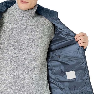 Chaqueta acolchada ligera azul marino para hombre, con cuello alto, cierre de cremallera, a prueba de viento, abrigos de plumón, ropa informal de invierno - Product Image 4