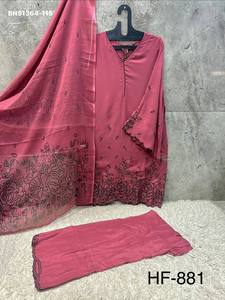 Conjunto de Traje de Manga Larga con Estampado de Flores y Hojas Bordadas en Hilo de Rayón de Alta Calidad, Proveedor y Exportador Mundial - Product Image 6