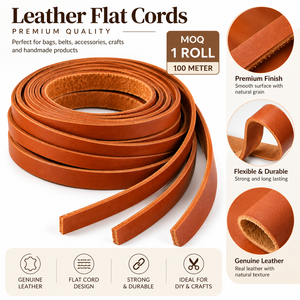 Flat <b>Leather</b> <b>Cords</b> Genuine <b>Leather</b> Straps for Bracelet Making DIY Crafts Jewelry Findings Roll Pack Brown - Product Image 3