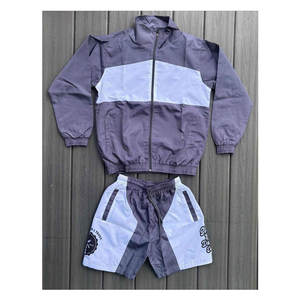 Conjunto de Chaqueta Cortavientos Personalizada de Alta Calidad para Hombre, Sudadera con Botones Laterales y Pantalones Cortos, Chaqueta Cortavientos de Nailon con Cremallera, Sudaderas con Capucha y Pantalones Cortos - Product Image 3