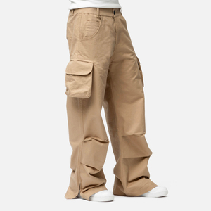 Pantalon Cargo Jogger Décontracté pour Hommes, Couleur Unie, Taille Mi-Haute, Coupe Ample, avec Revers, pour Jeunes Hommes - Vente en Gros - Product Image 3