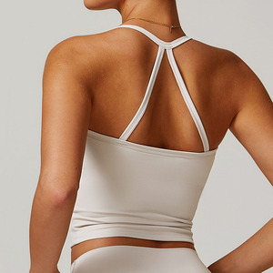 Wholesale New Women's Knitted Workout Gym Tank Yoga Top with Custom Logo Breathable Quick Dry Chest <b>Pads</b> - Product Image 5