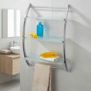 Étagères modernes à 3 niveaux en verre chromé pour salle de bains meubles de rangement montés en coin fabricant taïwanais accessoire de maison OEM - Product Image 1