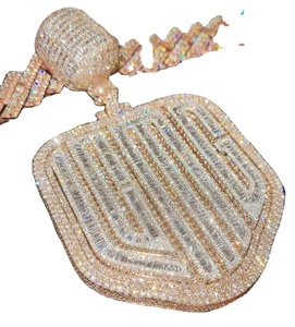 Pendentif HipHop tendance à deux tons personnalisé en moissanite entièrement serti en argent sterling S925 plaqué or rose blanc jaune pour rappeur - Product Image 1