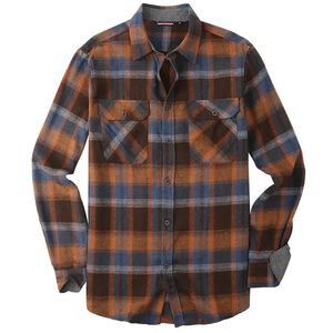 Men's Purple Black Solid Flannel Dress <b>Shirts</b> Long Sleeve Formal Stand Collar 100% Cotton Spring ODM - Product Image 3