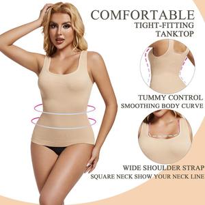 High Quality Body Shaper Basic Daily square Neck Compression Tank <b>Tops</b> for Women Tummy Control Slimming Shapewear gym singlets - Product Image 6