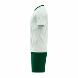 Men's White Green Soccer Jersey Set V-Neck Short Sleeve Geometric Print Moisture Wicking Polyester Uniform All Seasons Athletic - Product Image 3