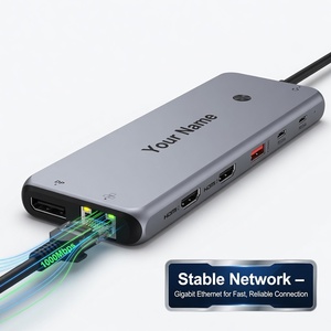 LIONWEI 13-in-1 USB C Docking Station ขายส่งฮับเชื่อมต่อจอแสดงผลสามจอพร้อมพอร์ต HDMI VGA Ethernet คู่ และพอร์ต USB 8 พอร์ตสำหรับแล็ปท็อป - Product Image 5