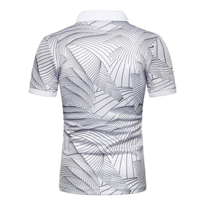 เสื้อโปโลผ้าโพลีเอสเตอร์ผสมคอตตอน แฟชั่นลำลองสำหรับผู้ชาย สีพื้น แขนสั้น - Product Image 2