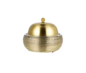 Olla de lujo con aislamiento de alambre dorado, servidor redondo para buffet, calentador de alimentos de acero inoxidable con tapa de cúpula dorada pulida - Product Image 1