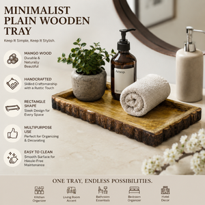 Minimalist Plain Wooden Tray Multipurpose Decorative Organizer for Kitchen Counter Coffee <b>Table</b> Bathroom <b>Vanity</b> Shelf Home Hotel - Product Image 3