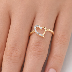 Anillo de Oro Sólido de 14K y 18K con Plata de Ley 925, Diseño de Corazón Abierto con Diamantes, para Mujer, Anillo de Compromiso, Anillo de Promesa de Amor, Regalo de Cumpleaños - Product Image 5