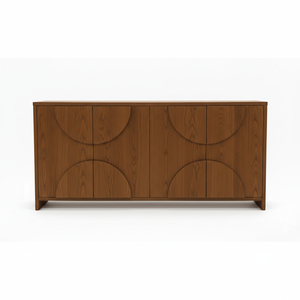 Aparador de Madera Moderno Semicircular con Panel de Media Luna, Mueble de Almacenamiento de Madera con Panel de Arco de 4 Puertas, Diseño de Arco Moderno - Product Image 1