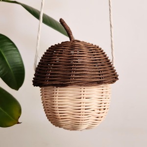 Mini acorn shaped kids <b>purse</b> hazel nut shape rattan <b>small</b> <b>purses</b> for children babies best price - Product Image 1