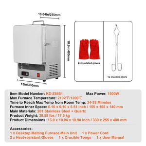 Forno da Tavolo Elettrico 1500W con Controllo Preciso, Temperatura Massima 2192°F, Forno in Acciaio Inox per Oro, Forni Industriali - Product Image 4