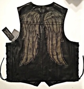 Chaleco de Motociclista de Cuero Genuino Daryl Dixon Walking Dead Wing para Hombre, Chaleco de Motociclista con Espacio Oculto para Portar Objetos - Product Image 1