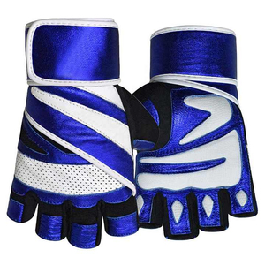 Gants de sport demi-doigts en cuir PU noir avec bordure vert fluo, sangle de poignet réglable, unisexe, équipement de musculation et de fitness - Product Image 6