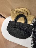 Sac en raphia tressé fait main sur mesure pour femme, style panier, sac fourre-tout d'été, avec deux poignées, fabrication OEM ODM