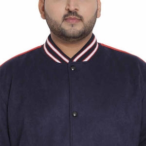 Chaqueta Varsity Azul Marino para Hombre, Corte Regular, Estilo Casual, Cuello en V, Cierre de Botones, Exterior de Lana/Viscosa, Invierno, con Letras, Térmica, Cortavientos - Product Image 1