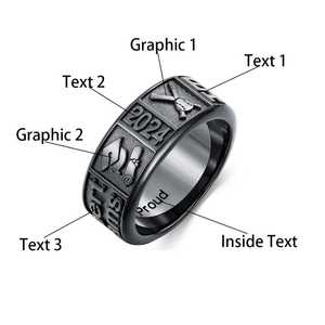 Anillo de Graduación Universitario Personalizado BOJ School Ring 068, Anillo de Colegio Secundario para Ella, con Piedra de Nacimiento, Plata 925, ¡Oferta! - Product Image 3