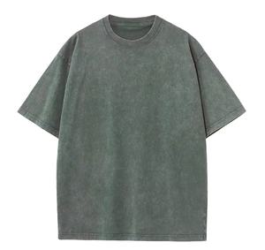 Camiseta de punto 100% algodón de alto gramaje con lavado ácido, diseño personalizado al por mayor para hombre, unisex de alta calidad - Product Image 3