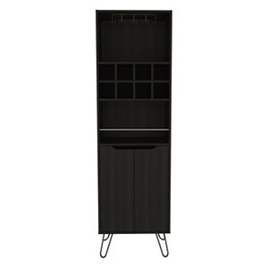 Mueble Bar Alto Manhattan con Ocho Botelleros Integrados y Dos Armarios de Una Puerta en Negro - Product Image 5