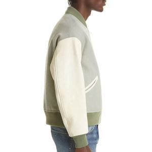 Logo personnalisé manches en cuir broderie Couple Collège Baseball Veste pour hommes Lettermght Blue Varsity Jacket - Product Image 4