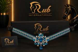 Diadema de Cuero de Lujo Personalizable Rub International con Cristales AB Brillantes y Diseño de Logotipo Personalizado para Espectáculos Ecuestres - Product Image 2