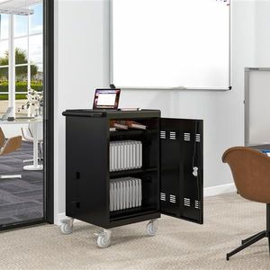 Carrello e Armadietto di Ricarica Mobile in Acciaio, Plastica e Metallo per Tablet e Laptop, Capacità 30 Dispositivi - Product Image 2