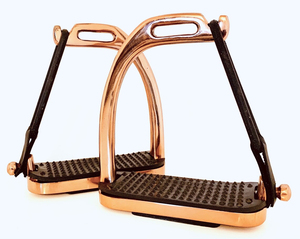Estribos de Seguridad Ekay GOLD Gloss Hechos a Mano para Montar a Caballo con Peldaños Negros de 4" y 4.75" - Regalo Perfecto para Él o Ella - Product Image 1
