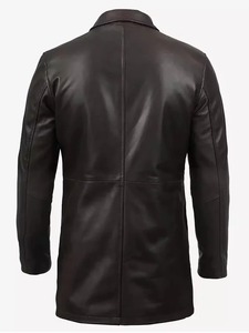 Mens 34 Length Dark Brown Leather <b>Coat</b> - Product Image 4