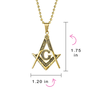 Vente en gros de colliers pendentifs en acier inoxydable plaqué or 18 carats, bijoux maçonniques, fournisseur en gros - Product Image 4