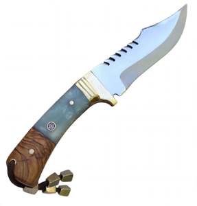 Outil utilitaire extérieur personnalisé en acier inoxydable avec résine nacrée et manche en bois - Product Image 5