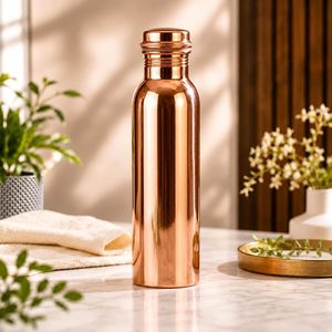 Elegant 1000ml Handmade <b>Copper</b> <b>Bottle</b> Ayurvedic Health Water Storage <b>Bottle</b> with Hammered Surface and Leak Proof - Product Image 1