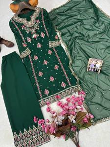 Ensemble Salwar Kameez brodé ethnique le plus vendu – Tenue de soirée décontractée, infroissable et extensible – Vente en gros, prêt-à-porter - Product Image 2