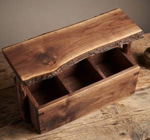 Unique Kitchen Organizer for Storage Tableware Cutlery Dark Brown Handmade Mango <b>Wood</b> Serving Caddy - Product Image 4