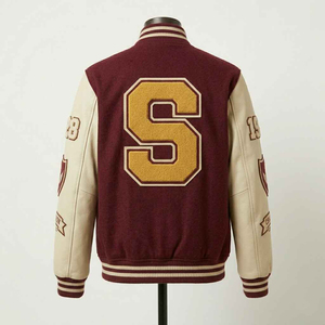 Veste universitaire vintage pour homme en laine avec manches en cuir, style bomber, veste de baseball d'hiver, veste de collège universitaire - Product Image 3