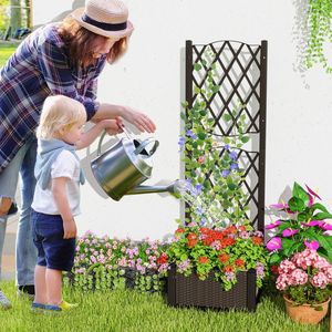 Raised Garden Bed with Trellis <b>Planter</b> <b>Box</b> for Climbing Plants Flower Pots & <b>Planters</b> - Product Image 2