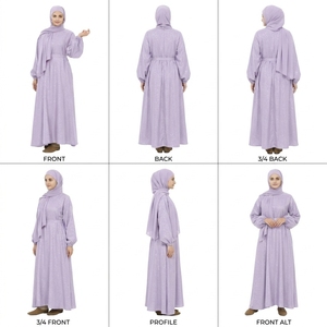 ชุดเดรสยาวมุสลิมขายส่ง พร้อมเข็มขัดและฮิญาบ เสื้อผ้าอิสลาม - Product Image 5