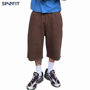 320GSM Cotton French Terry <b>Men's</b> Baggy Sweat <b>Shorts</b> Elastic Waist Knee Length Oversized <b>Lounge</b> Streetwear - Product Image 6
