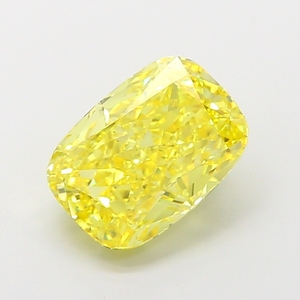 Diamante cultivado en laboratorio, piedra preciosa de brillo radiante, elegante, lujosa, joyería fina certificada CVD, pieza suelta, corte cojín, amarillo vibrante - Product Image 1