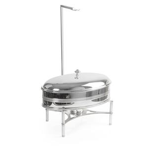 Calentador de Buffet Ovalado de Acero Inoxidable al por Mayor, Lujoso, Plateado, con Soporte Trasero para Tapa y Cubierta de Cúpula Lisa - Product Image 1
