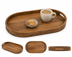 Plateau de service rectangulaire en bois de manguier, fait main, design rustique, motif uni, vaisselle et assiettes - Product Image 6