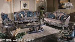 Juego de muebles de salón pulidos de plata tallada clásica Juego de sofás tallados a mano de 8 plazas para el hogar Muebles de salón tallados de estilo francés - Product Image 6