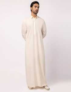 Túnica Larga de Algodón para Hombre, Estilo Thobe, con Cuello de Camisa, Ropa Islámica Modesta para Oración, Color Sólido, para Todas las Temporadas, Estilo de Medio Oriente - Product Image 5