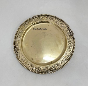 Gold Finished Metal <b>Serving</b> Tray Excellent Quality Handmade <b>Platter</b> Modern Stylish Eco-Friendly Dishwasher Safe Wholesale Fancy - Product Image 4